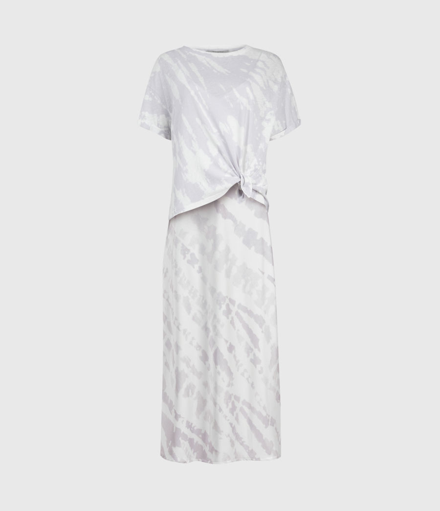 Allsaints De Damen Knot Tie Dye 2 In 1 Dress Lavender