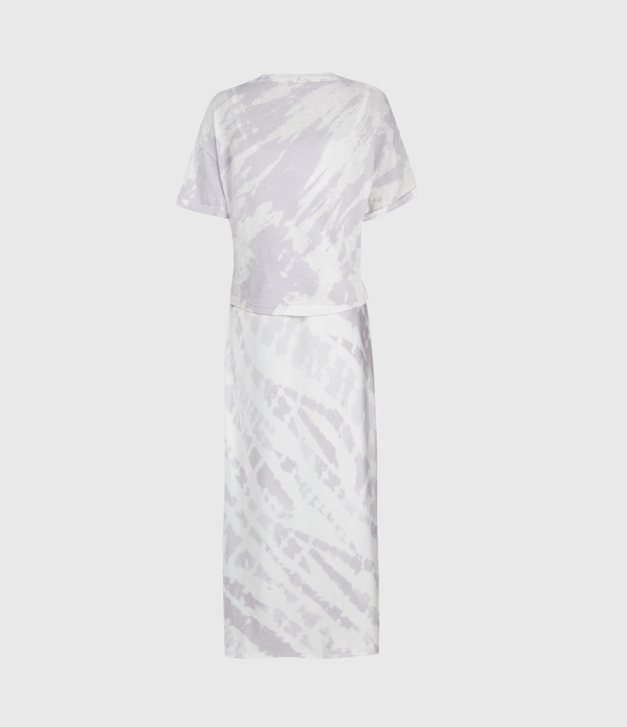 Allsaints De Damen Knot Tie Dye 2 In 1 Dress Lavender