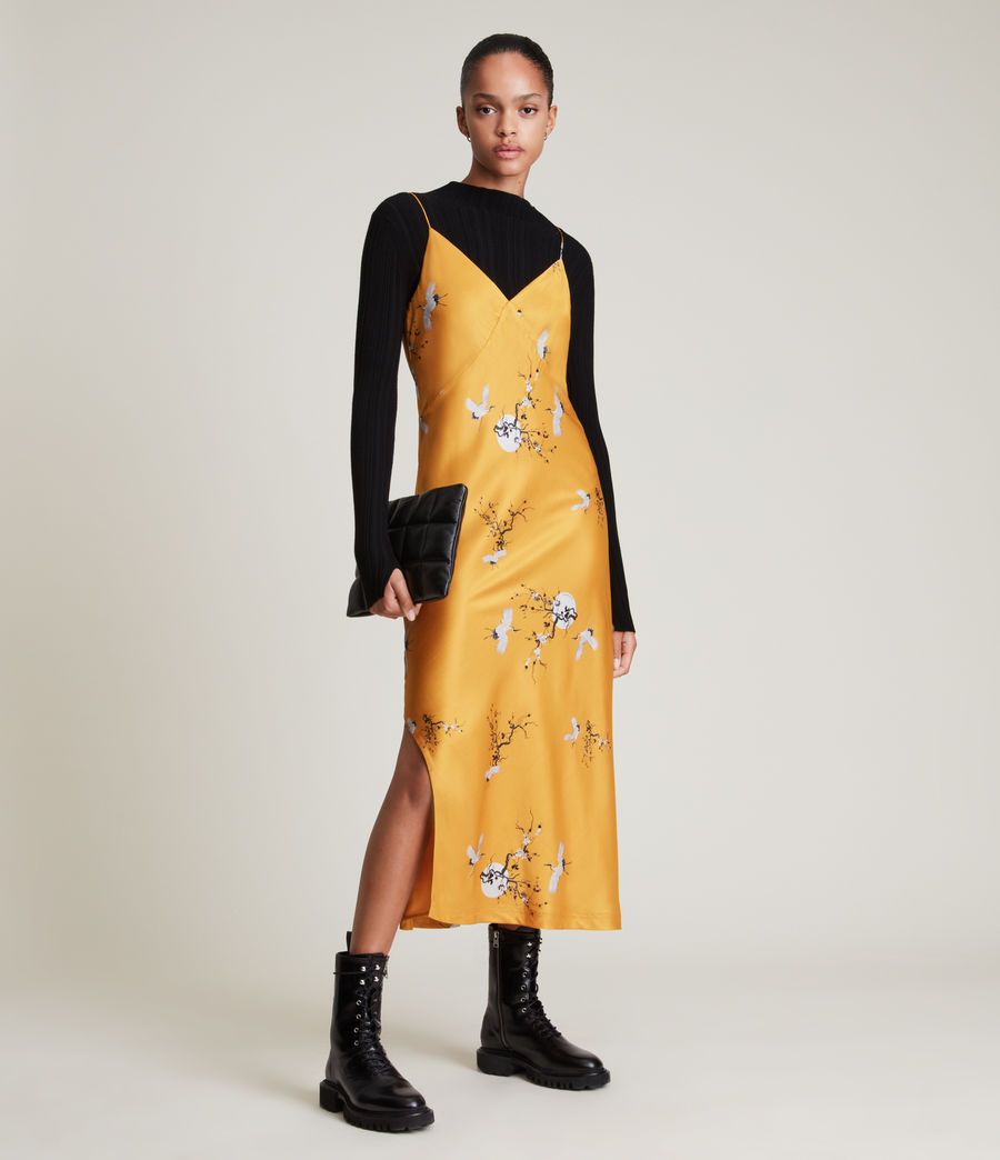 Women's Melody Aurora Silk Blend Dress (ochre_yellow) - Image 4