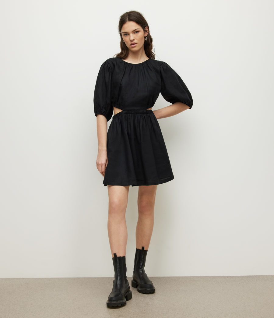 Damen Colette Linen Mini Dress (black) - Image 1