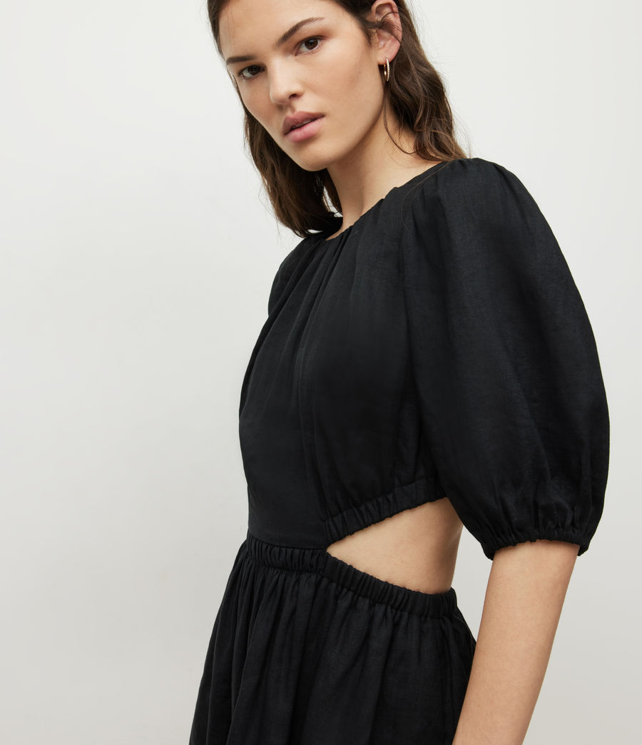 Women's Colette Linen Mini Dress (black) - Image 4