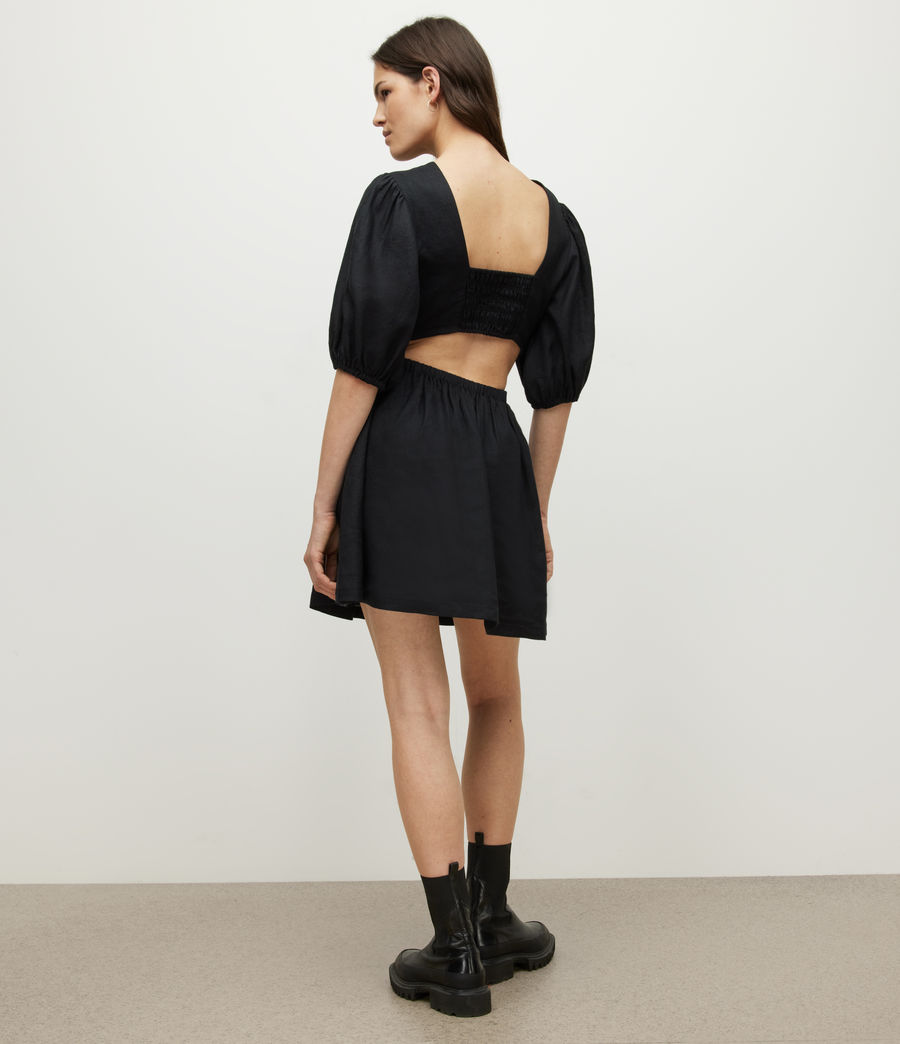Damen Colette Linen Mini Dress (black) - Image 6