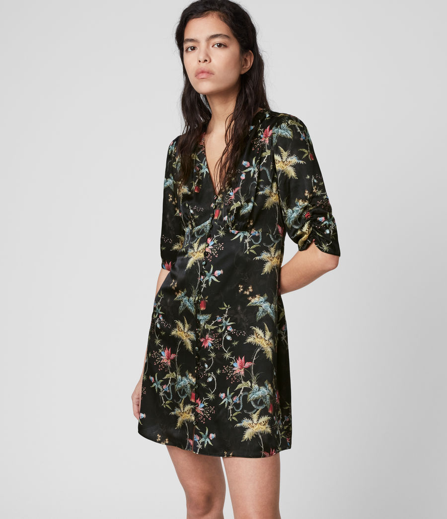 all saints black silk dress