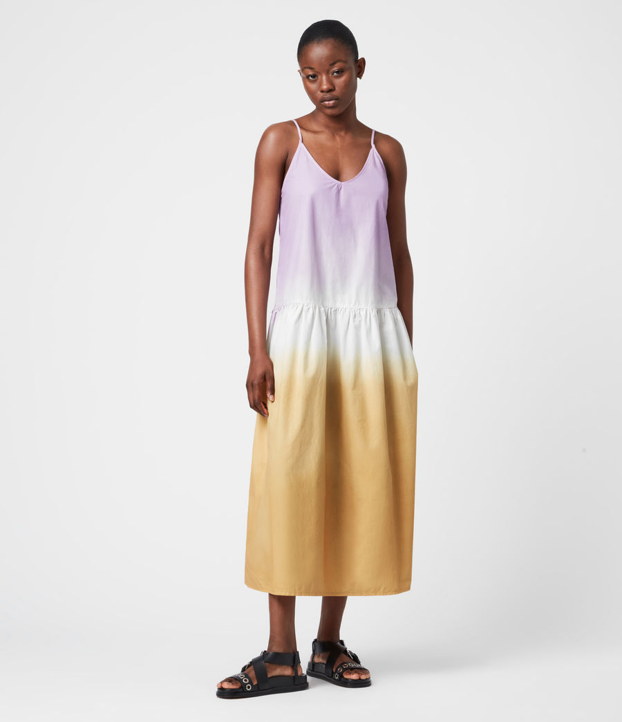 ALLSAINTS UK: Womens Caro Dip Dye Dress (lilac_camel)