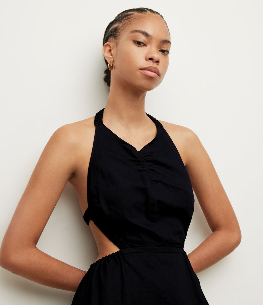 Womens Ludo Linen Blend Maxi Dress (black) - Image 2