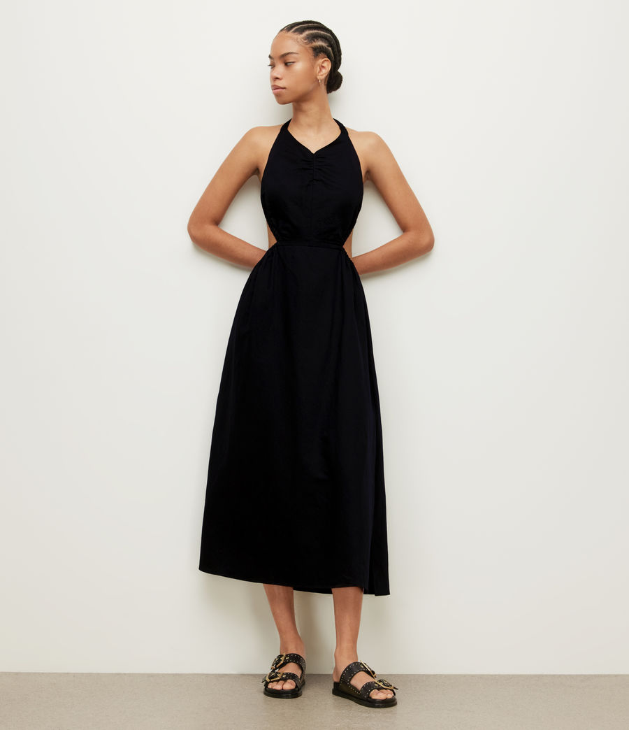 Women's Ludo Linen Blend Maxi Dress (black) - Image 4
