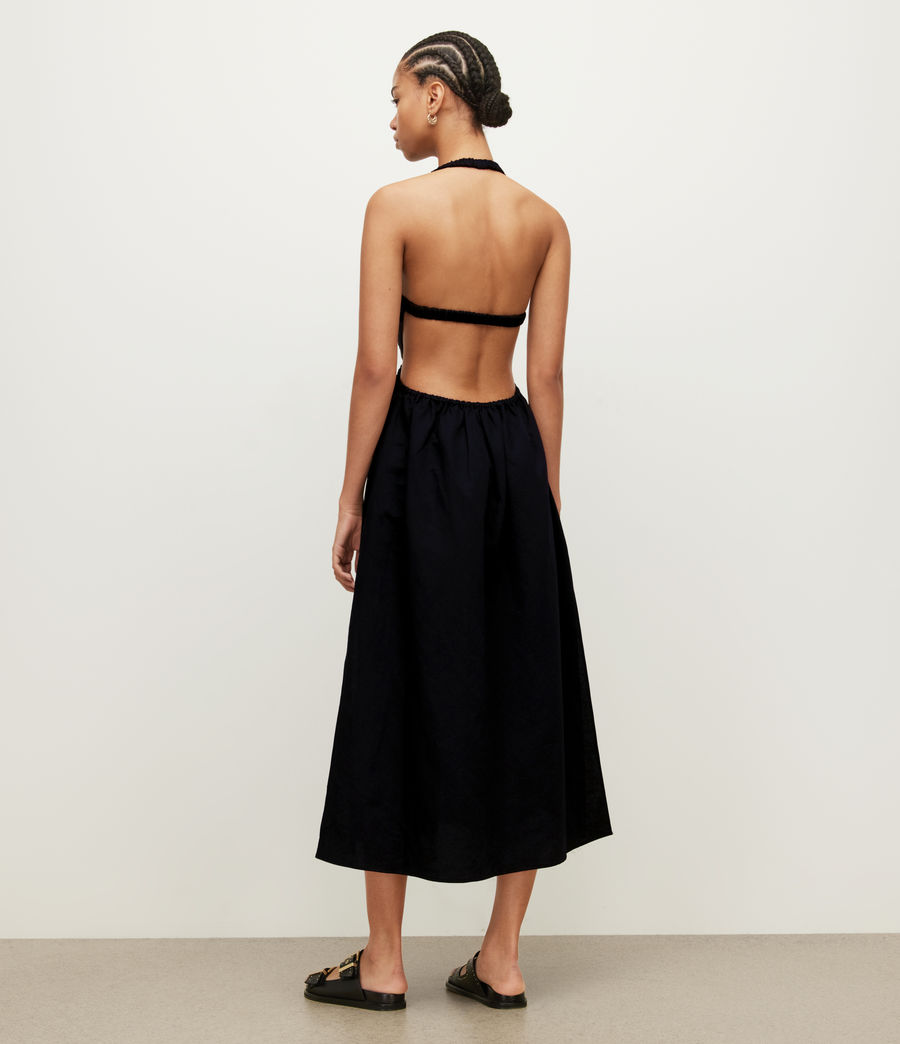 Womens Ludo Linen Blend Maxi Dress (black) - Image 5
