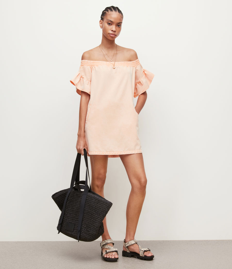 Damen Adela Off-Shoulder Kleid (apricot_pink) - Image 1