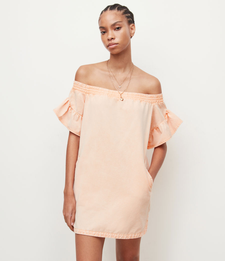 Womens Adela Off-Shoulder Mini Dress (apricot_pink) - Image 2