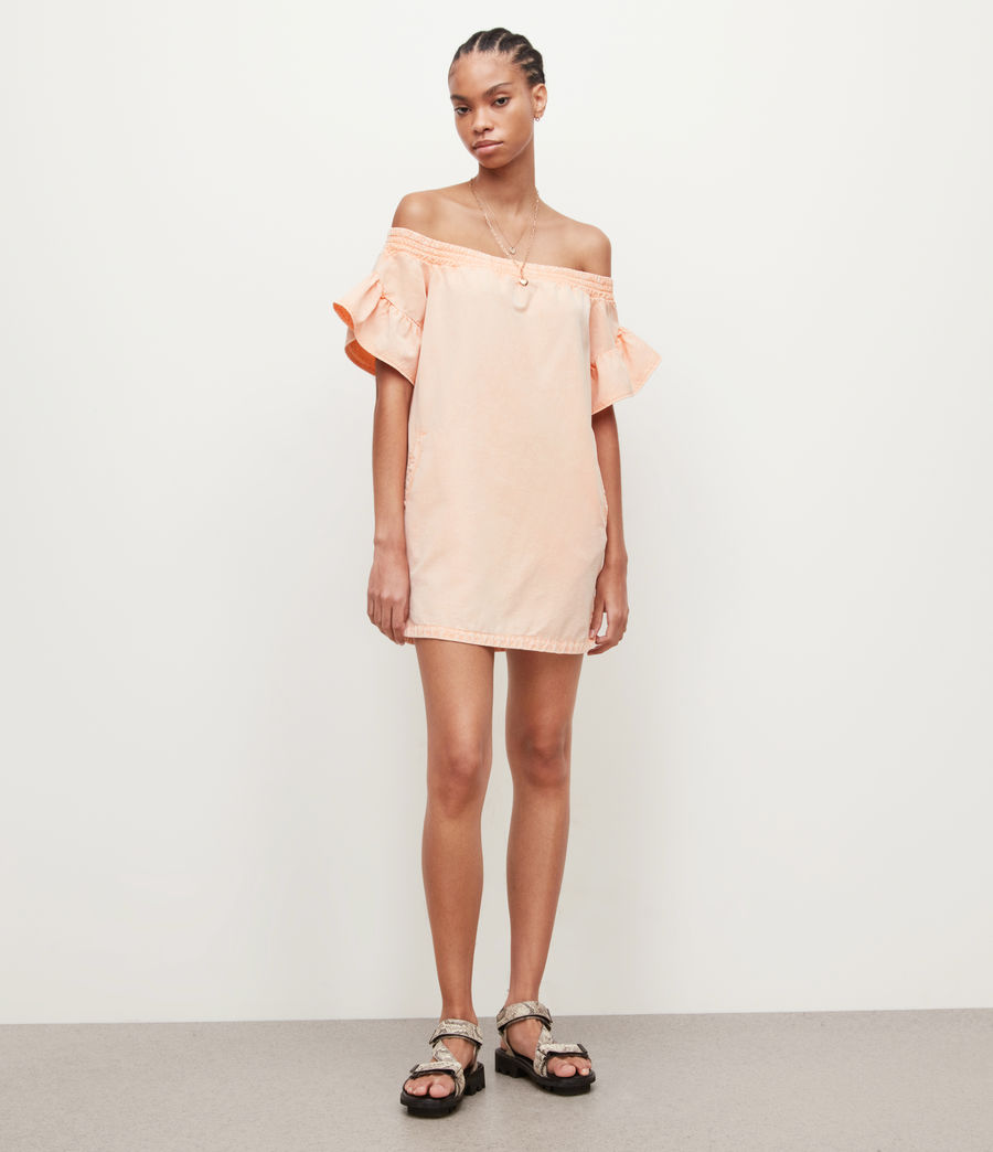 Womens Adela Off-Shoulder Mini Dress (apricot_pink) - Image 4