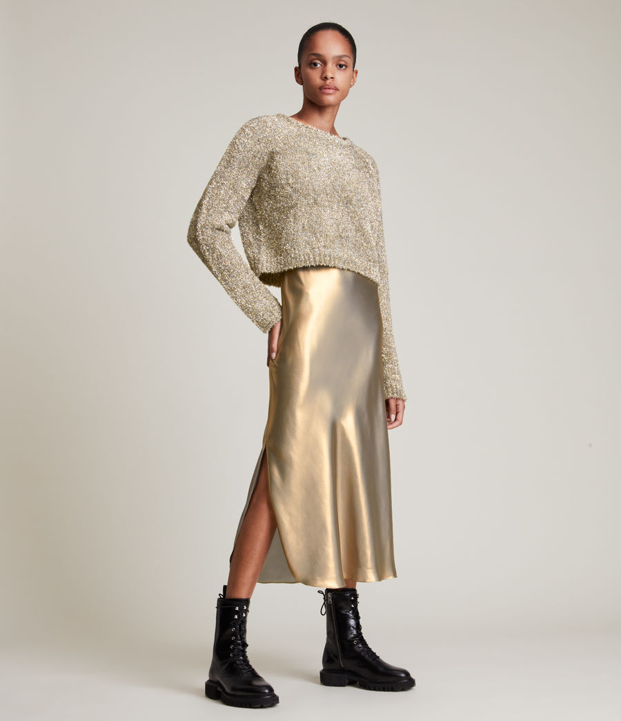 Damen Rosetta Tinsel Kleid (gold_khaki_gold) - Image 1