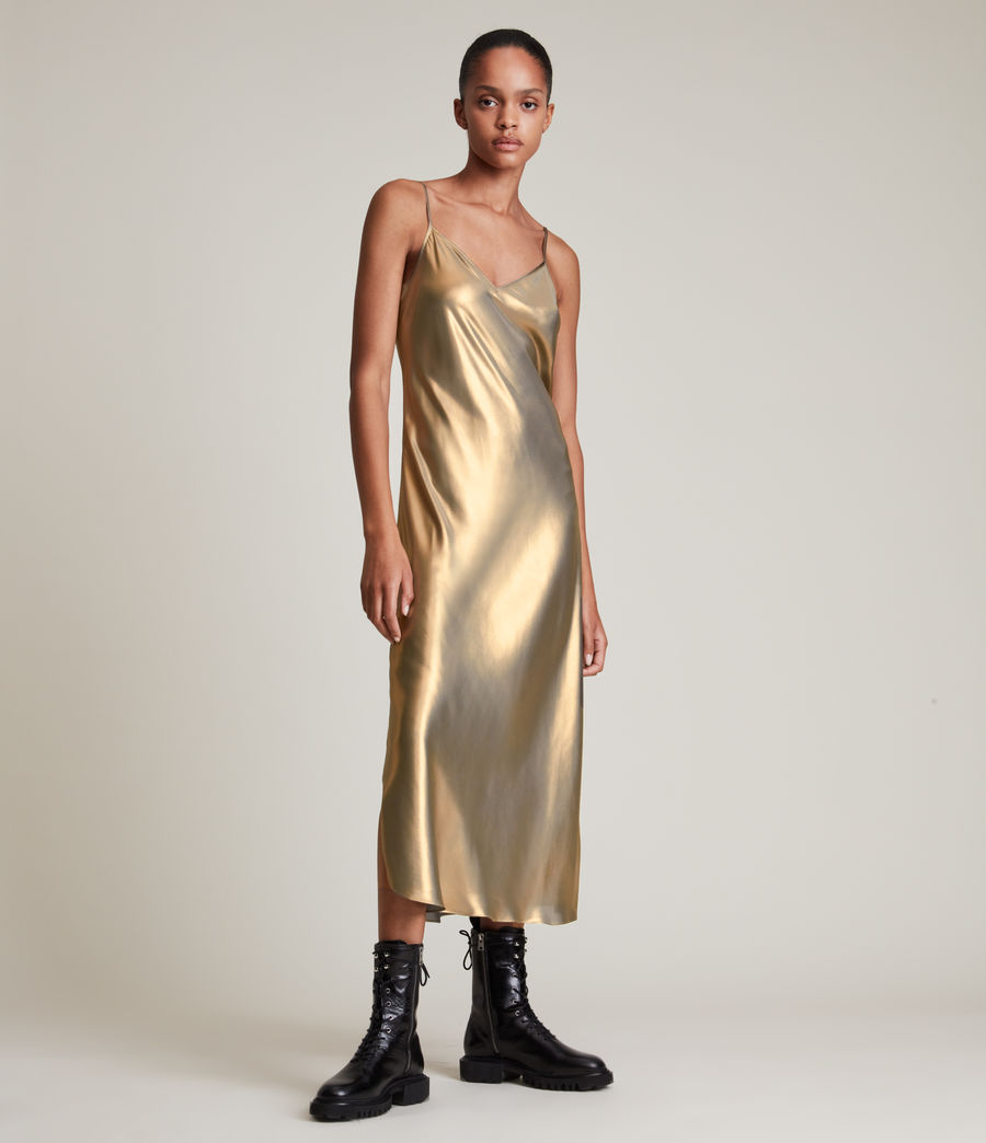 Womens Rosetta Tinsel 2-In-1 Dress (gold_khaki_gold) - Image 3