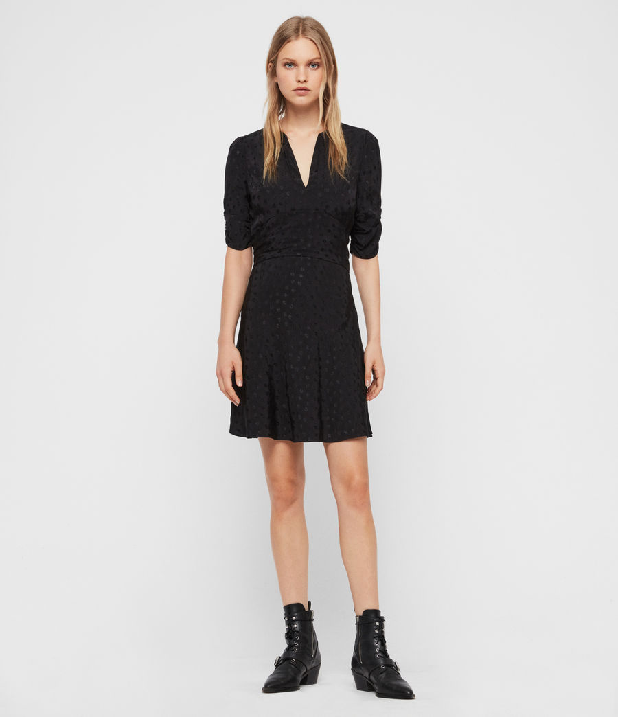 all saints black floral dress