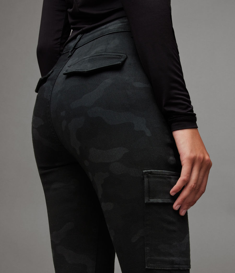Womens Duran Mid-Rise Camouflage Cargo Skinny Jeans (washed_black) - Image 5