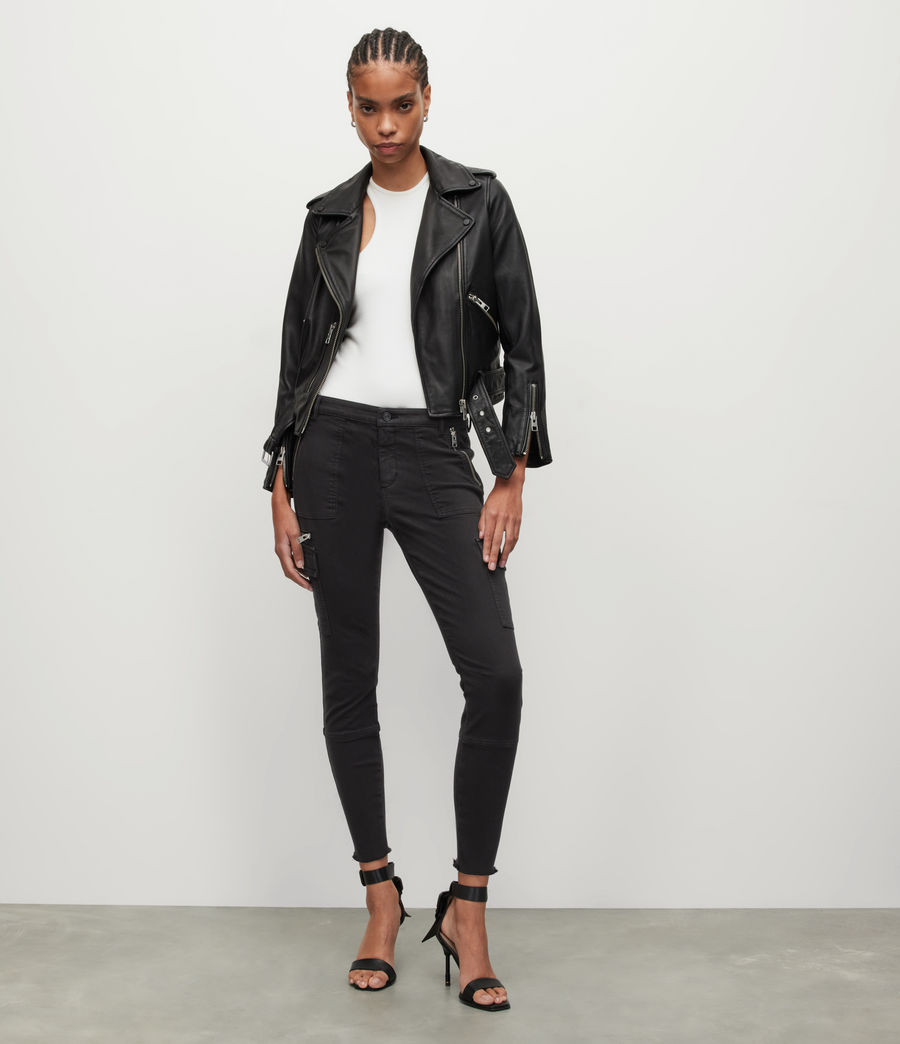 Womens Duran Mid-Rise Zip Skinny Cargo Jeans (black) - Image 1