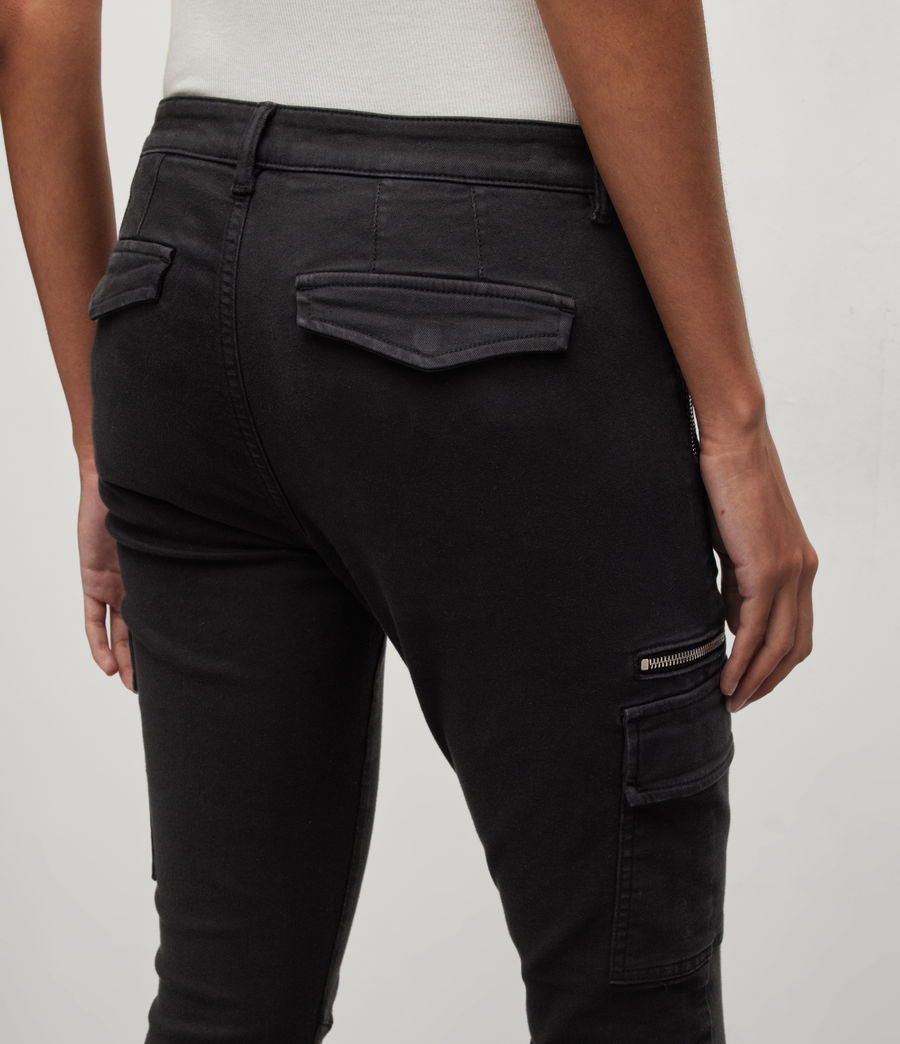 Womens Duran Mid-Rise Zip Skinny Cargo Jeans (black) - Image 5