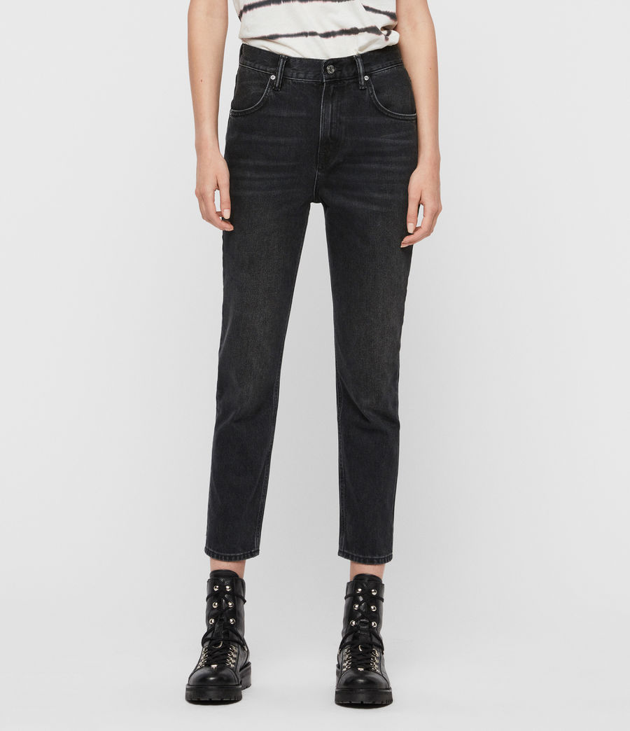 ALLSAINTS UK: Womens Brooke High-Rise Straight Jeans, Washed Black ...