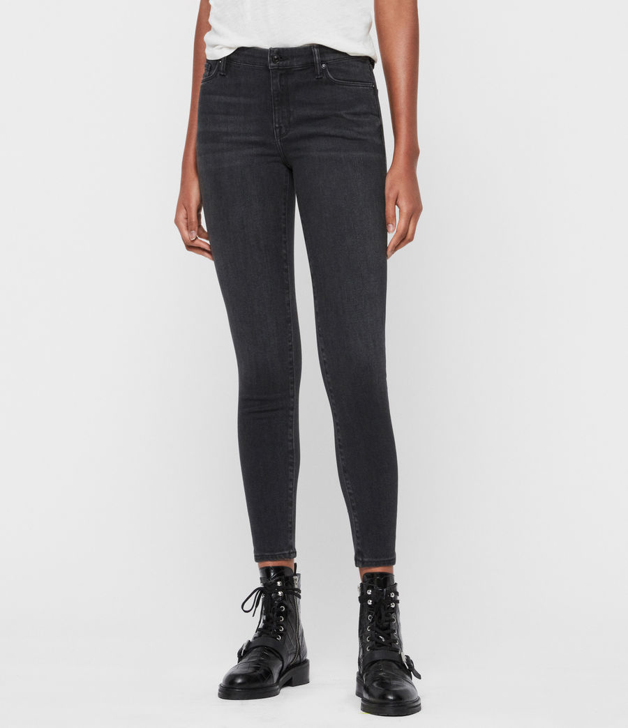 womens black mid rise skinny jeans