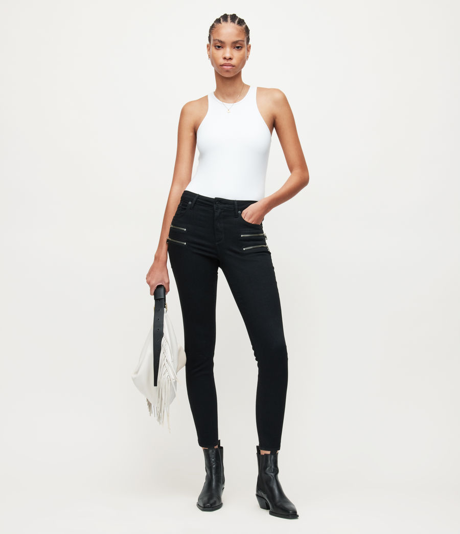 Women's Miller Mid-Rise Zip Skinny Jeans (black) - Image 1