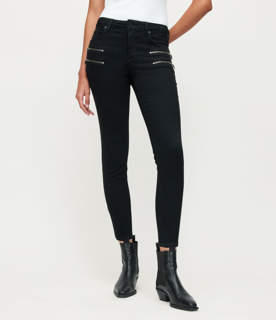 Women's Miller Mid-Rise Zip Skinny Jeans (black) - Image 2