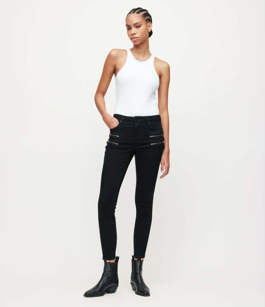 Women's Miller Mid-Rise Zip Skinny Jeans (black) - Image 4