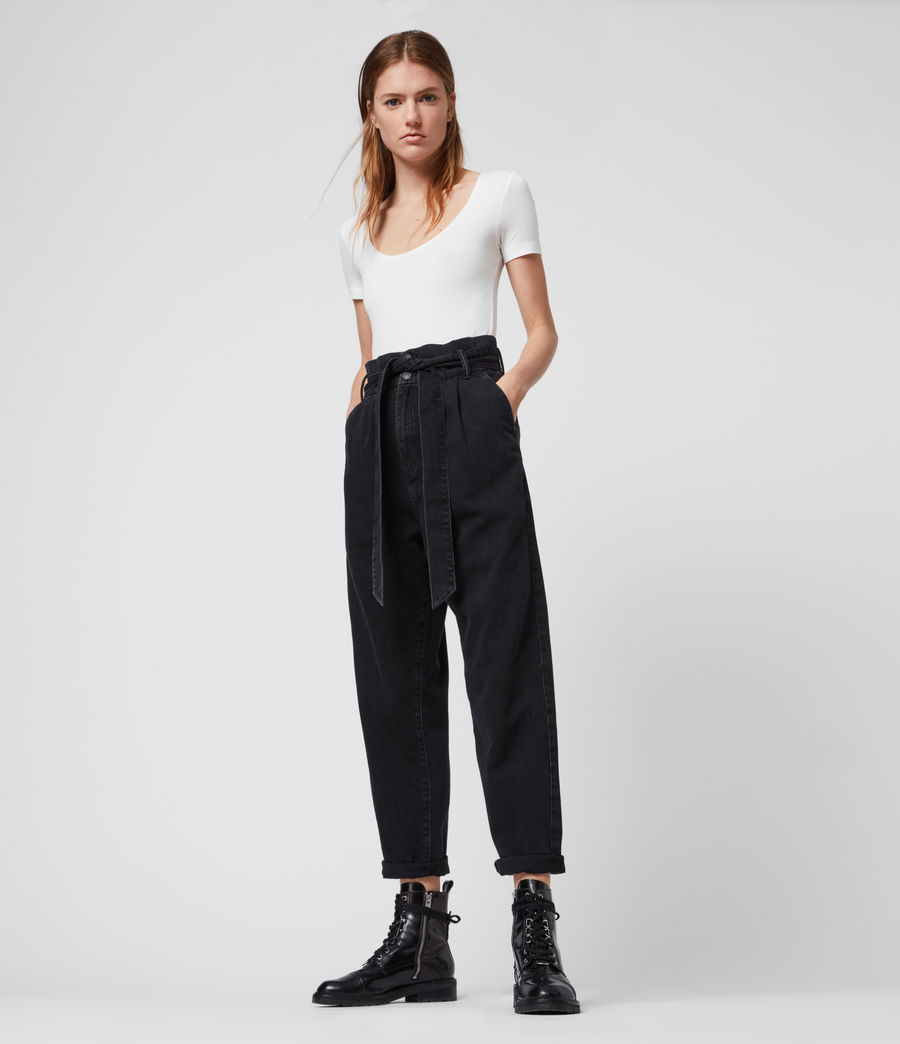 black high waisted cropped jeans