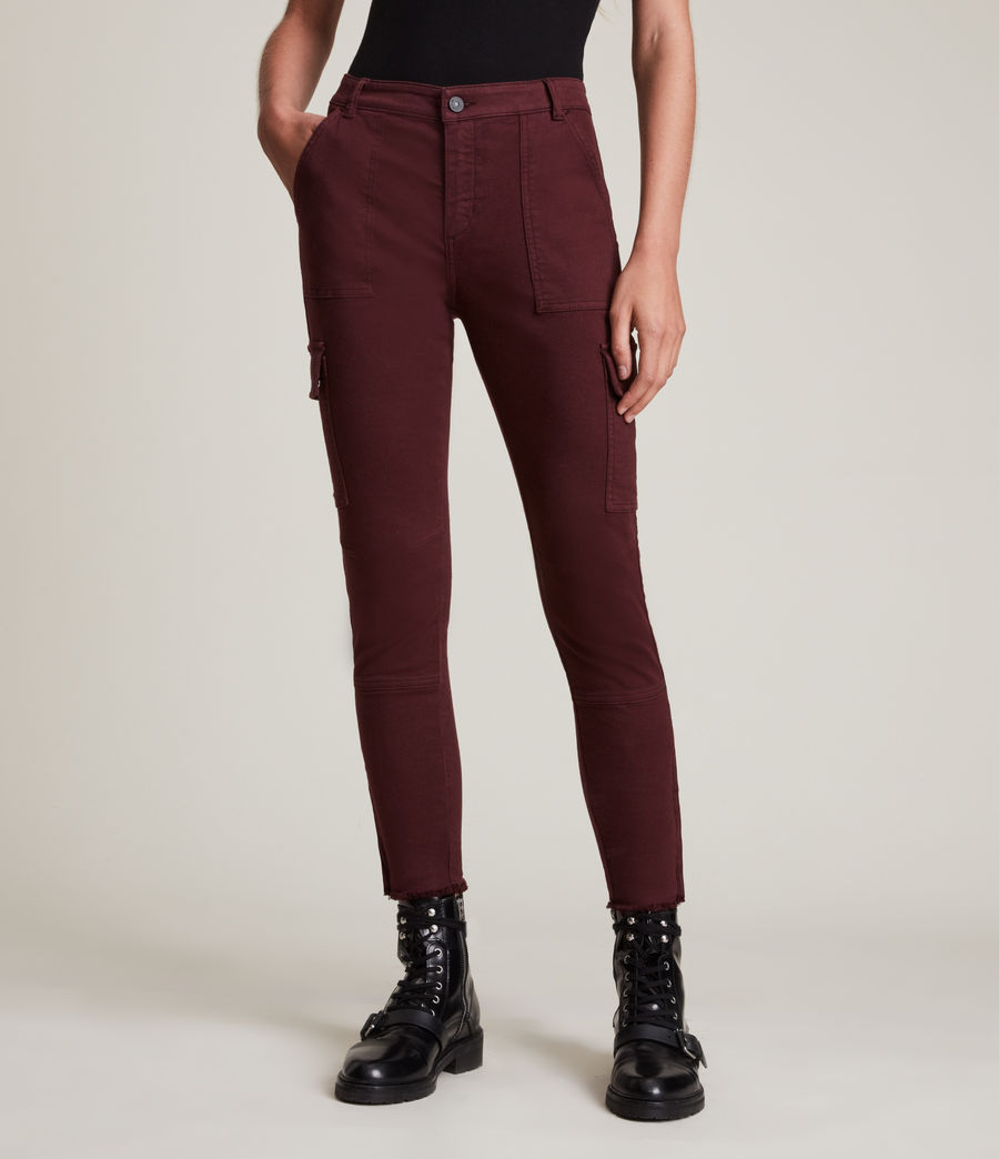 Womens Duran Mid-Rise Skinny Cargo Jeans (bordeaux_red) - Image 2