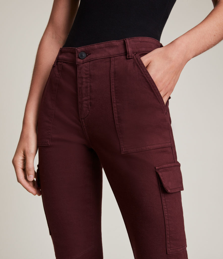 Womens Duran Mid-Rise Skinny Cargo Jeans (bordeaux_red) - Image 3