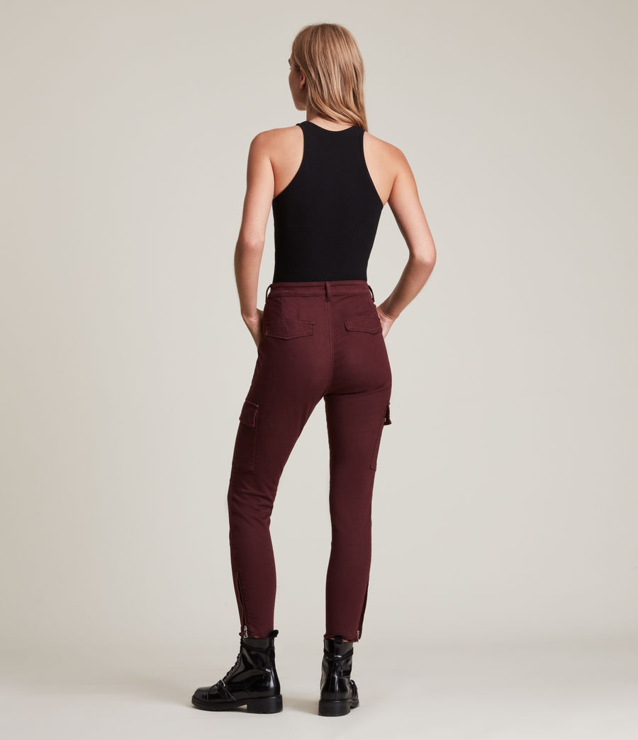Womens Duran Mid-Rise Skinny Cargo Jeans (bordeaux_red) - Image 5