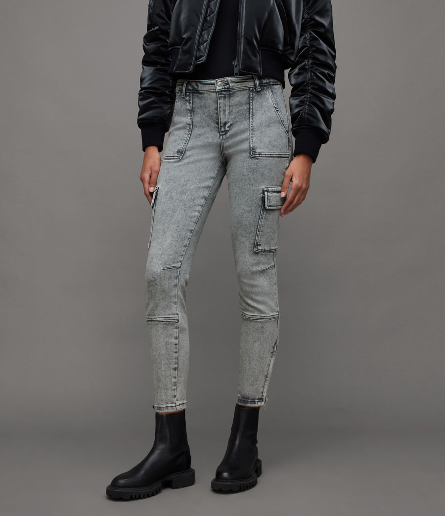 Womens Duran Mid-Rise Skinny Cargo Jeans (snow_grey) - Image 2