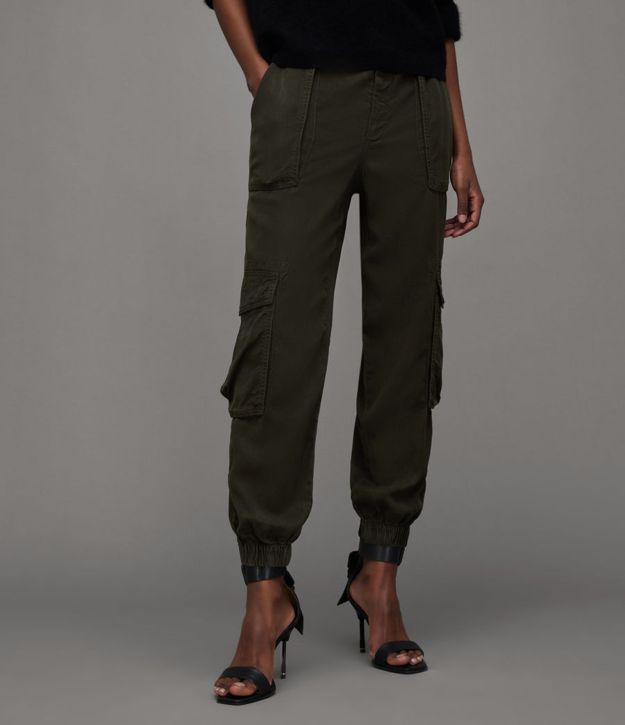 Womens Frieda High-Rise Tencel Pants (khaki_green) - Image 2