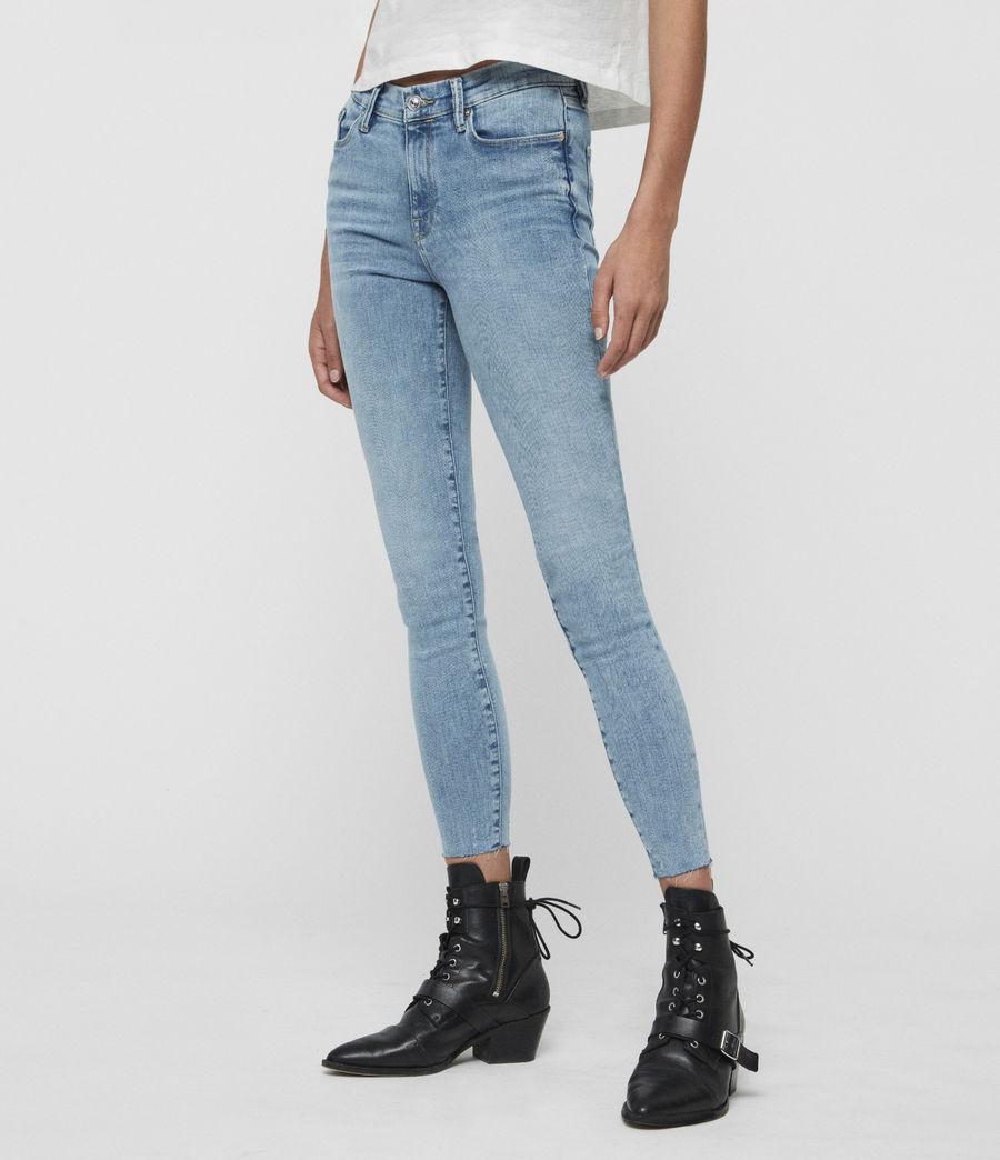 ALLSAINTS US: Womens Grace Ankle Fray Mid-Rise Skinny Jeans, Light ...