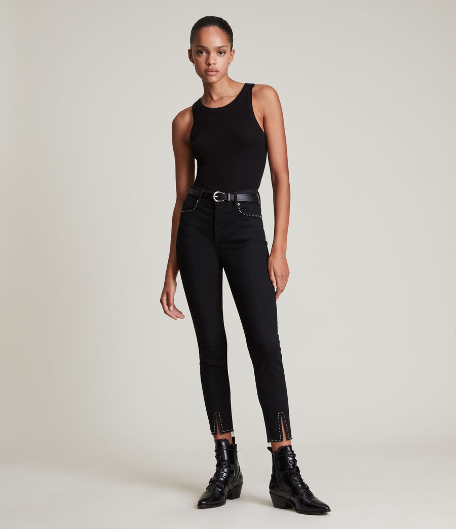Women's Miller Mid-Rise Size Me Studded Skinny Jeans (black) - Image 1