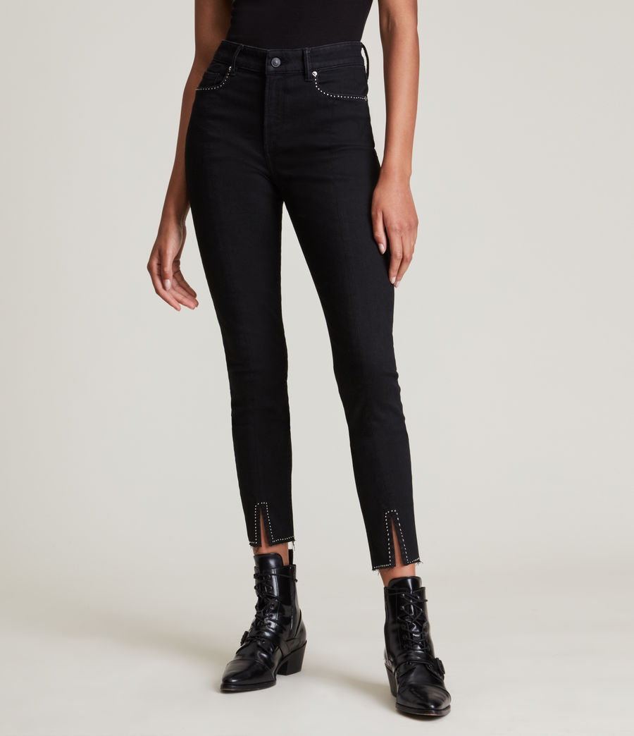Women's Miller Mid-Rise Size Me Studded Skinny Jeans (black) - Image 2