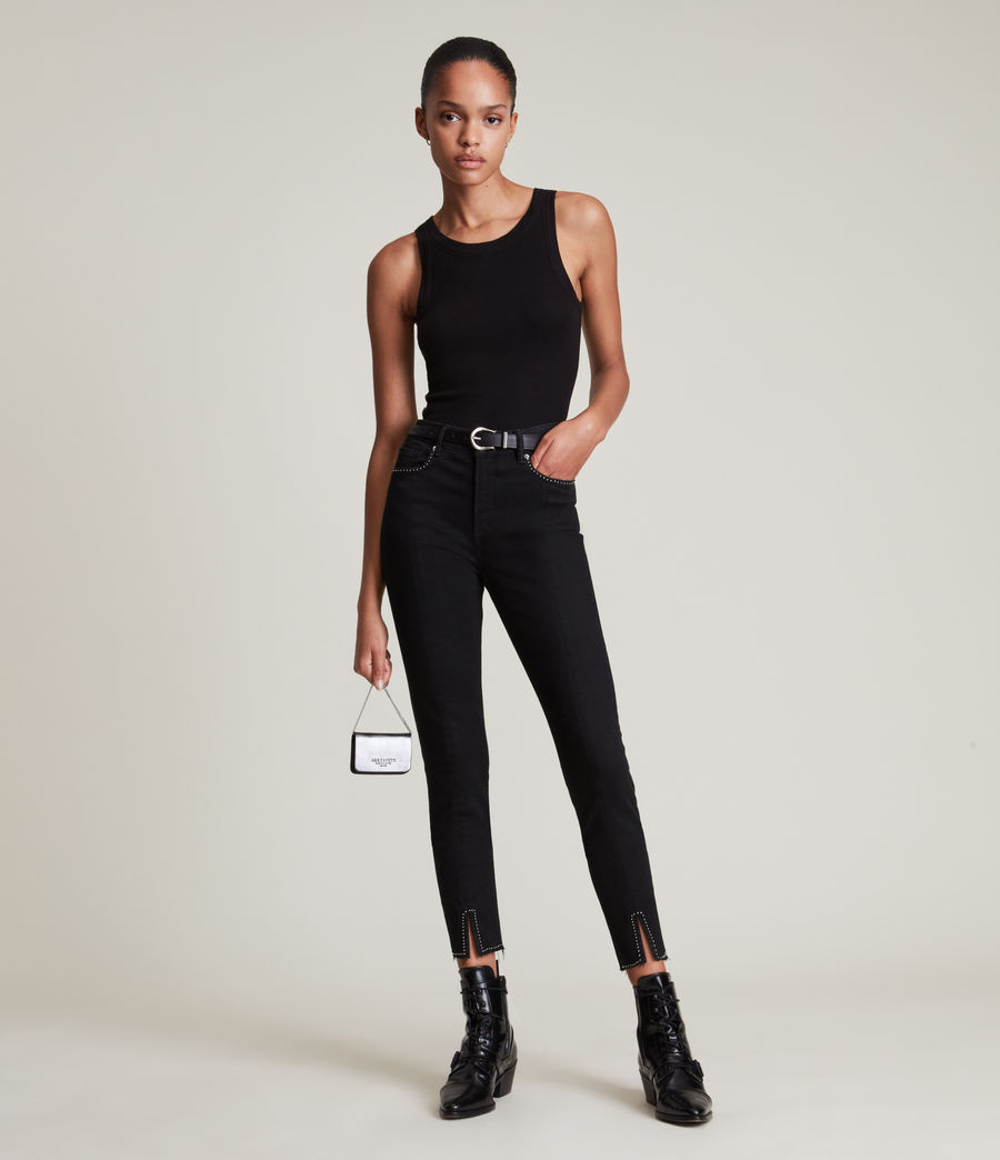 Women's Miller Mid-Rise Size Me Studded Skinny Jeans (black) - Image 4