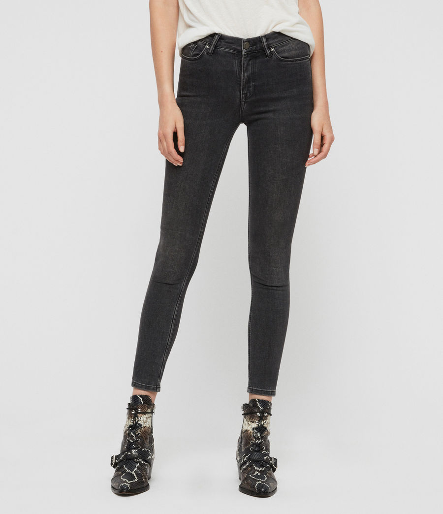 washed black skinny jeans