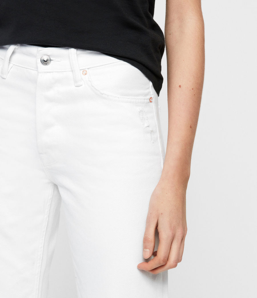 white cropped bootcut jeans