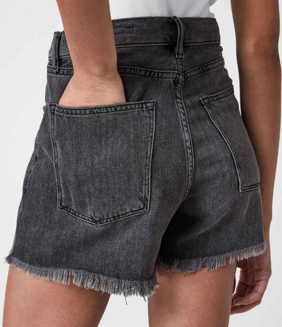 Women's Yanni High-Rise Denim Shorts (washed_black) - Image 6