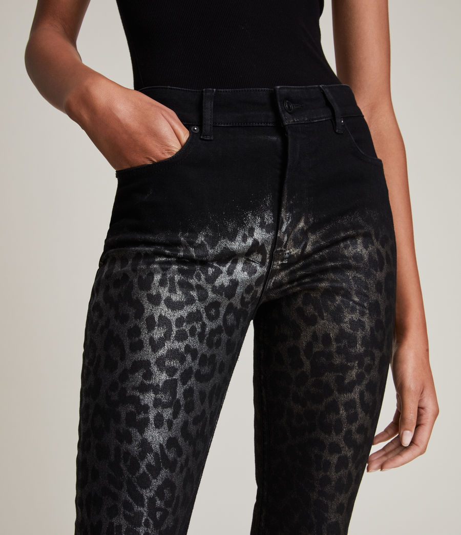 Women's Dax High-Rise Size Me Leopard Skinny Jeans (metallic_black) - Image 3