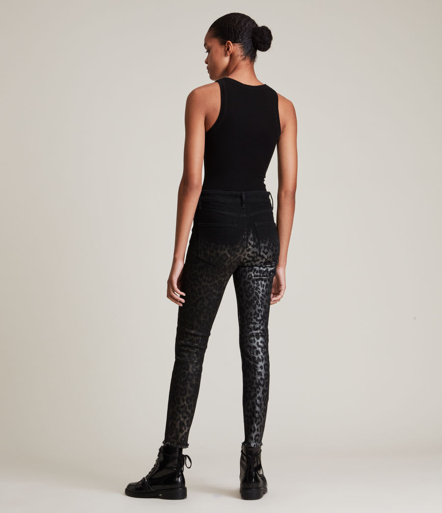 Women's Dax High-Rise Size Me Leopard Skinny Jeans (metallic_black) - Image 6