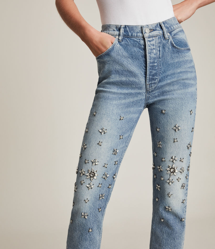 Femmes Evie High-Rise Embellished Slim Jeans (light_indigo) - Image 3