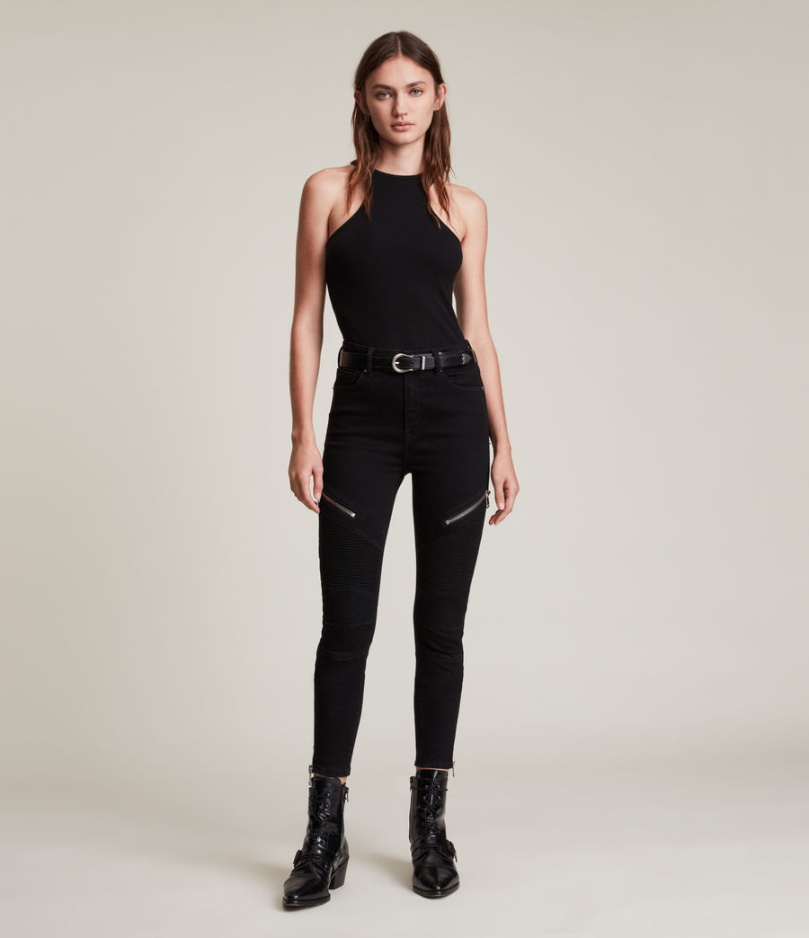 Womens Dax High-Rise Biker Skinny Jeans (black) - Image 1