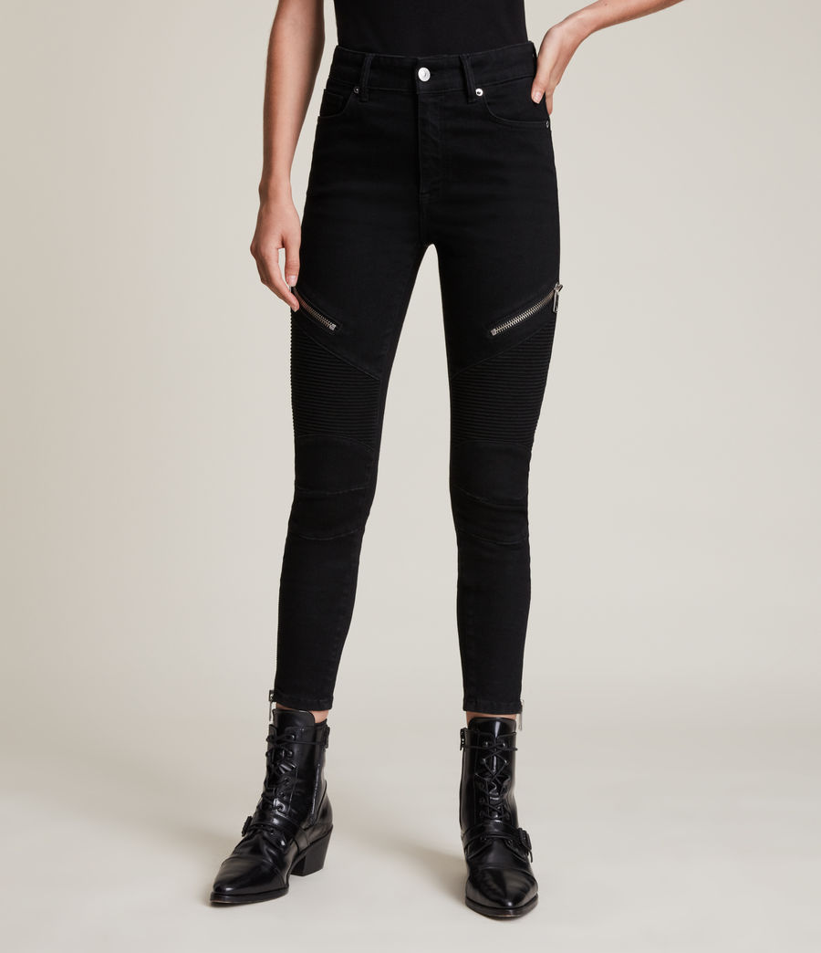 Womens Dax High-Rise Biker Skinny Jeans (black) - Image 2