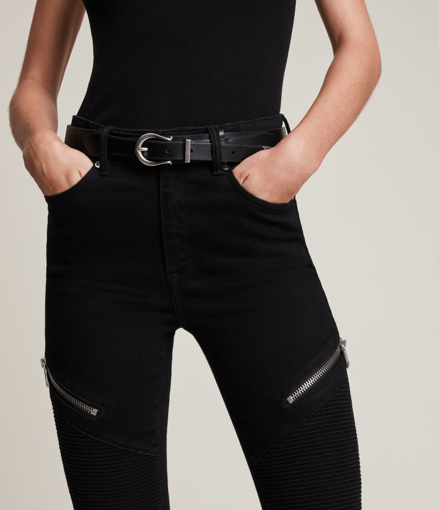 Femmes Jean Skinny Taille Haute Dax Biker (black) - Image 3