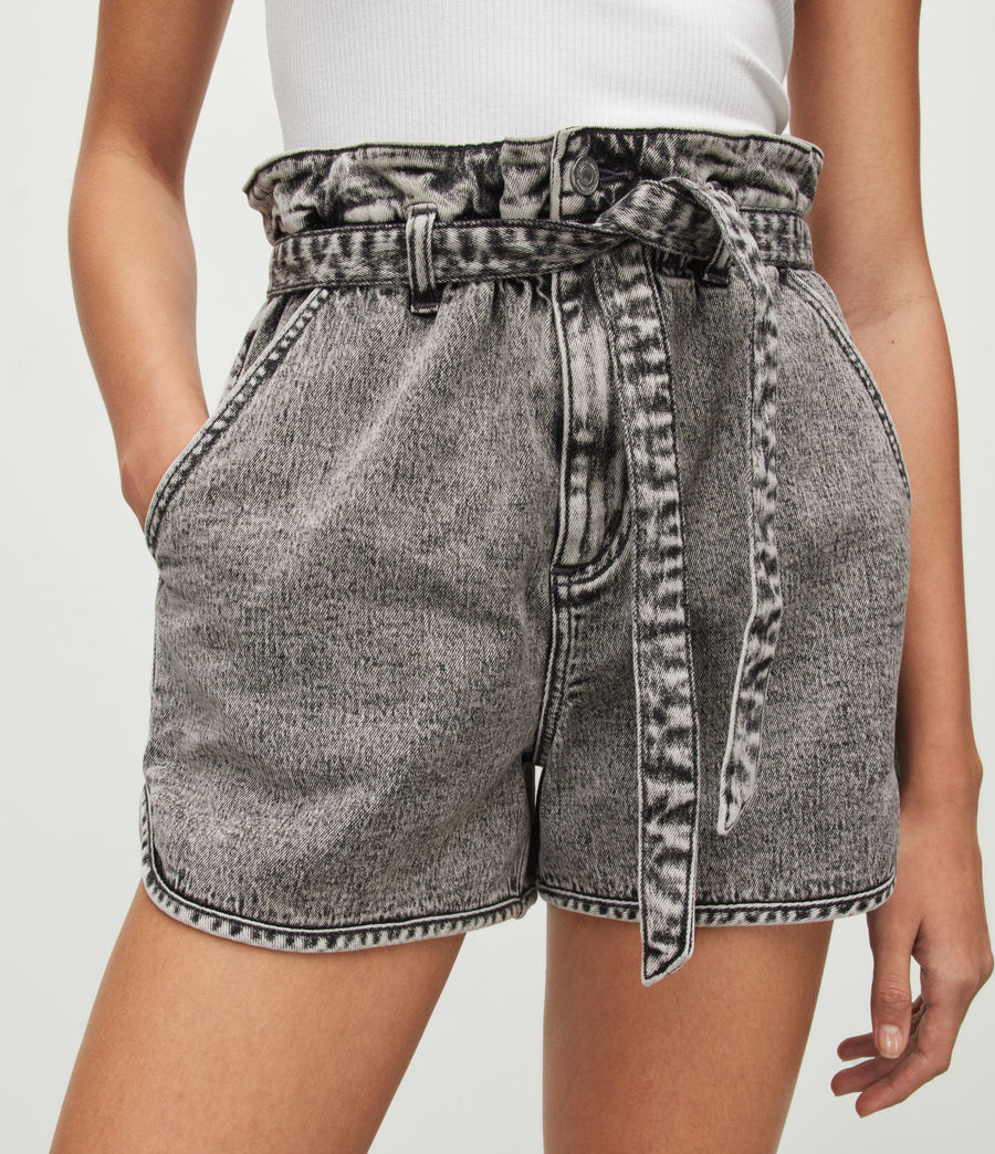 Women's Dale High-Rise Denim Paperbag Shorts (snow_black) - Image 3