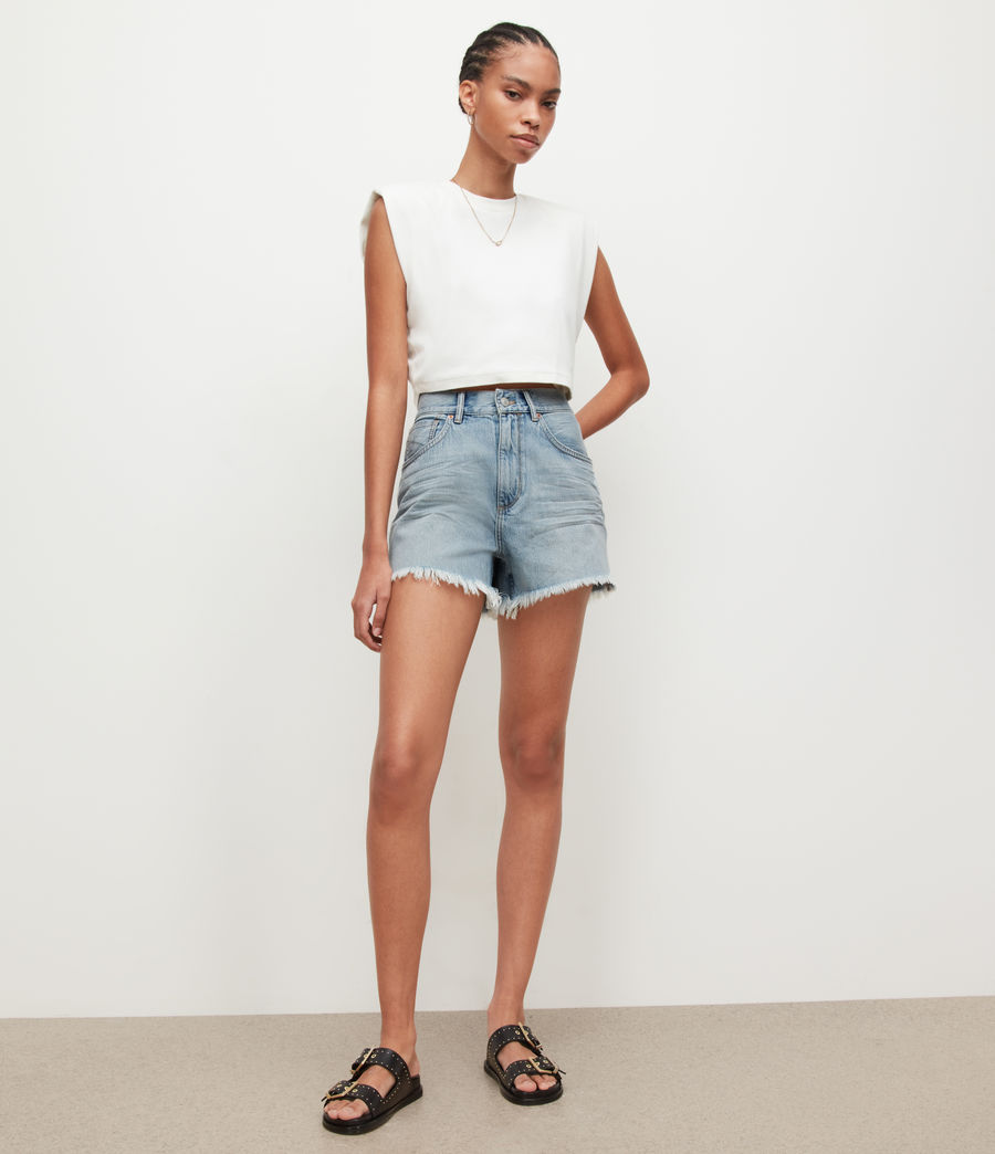Femmes Short Taille Haute en Jean Yazi (light_indigo) - Image 4