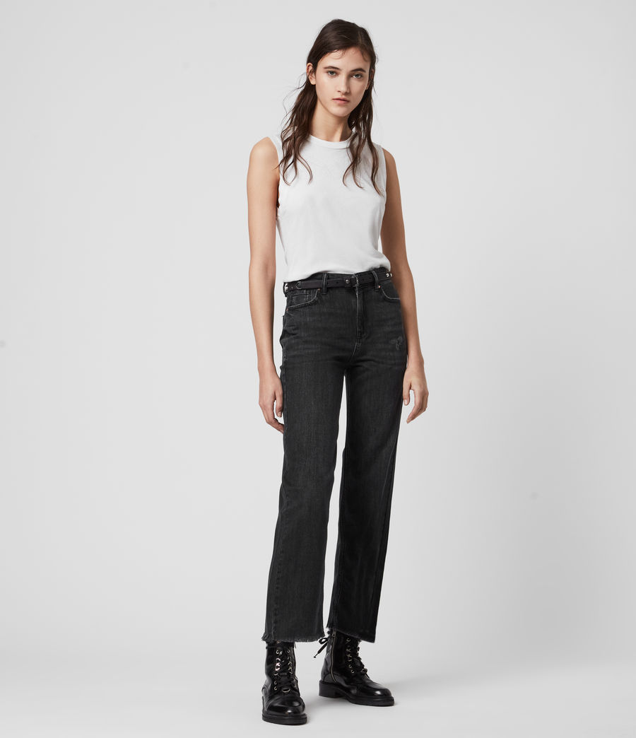 black high rise boyfriend jeans