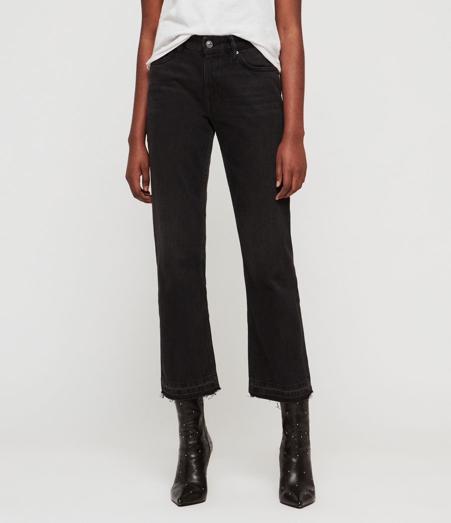 ALLSAINTS US: Womens Ava Straight High-Rise TY Jeans, Black (black)