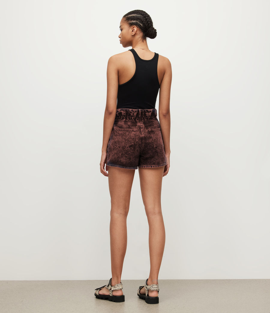 Damen Palmer High-Rise Paperbag Denim Shorts (acid_peach) - Image 5