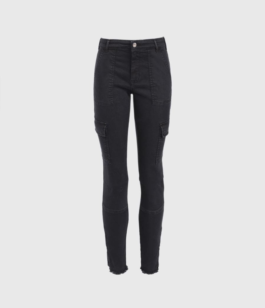 Damen Duran Mittelhoch-tailliert Skinny Cargo Jeans, Schwarz (black) - Image 2